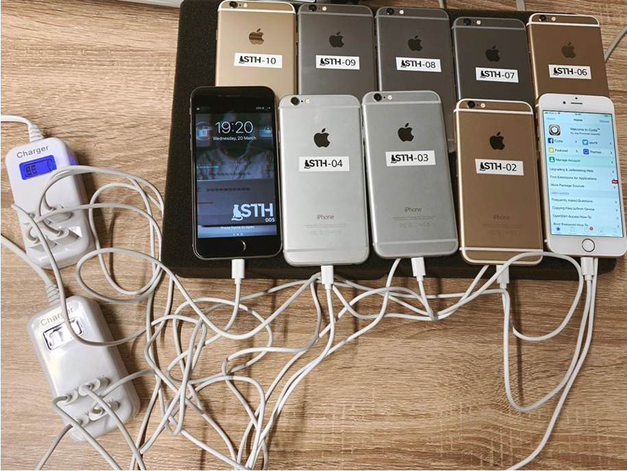 ชุดอุปกรณ์ iPhone หลายเครื่องสำหรับทดสอบ Mobile Application Security ของ STH