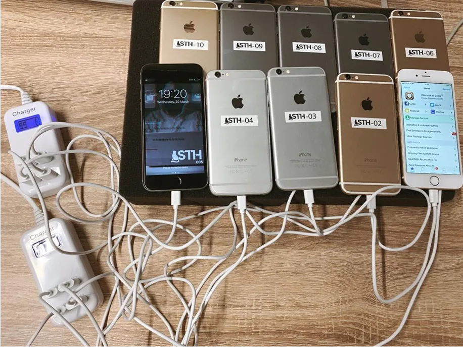ชุดอุปกรณ์ iPhone หลายเครื่องสำหรับทดสอบ Mobile Application Security ของ STH