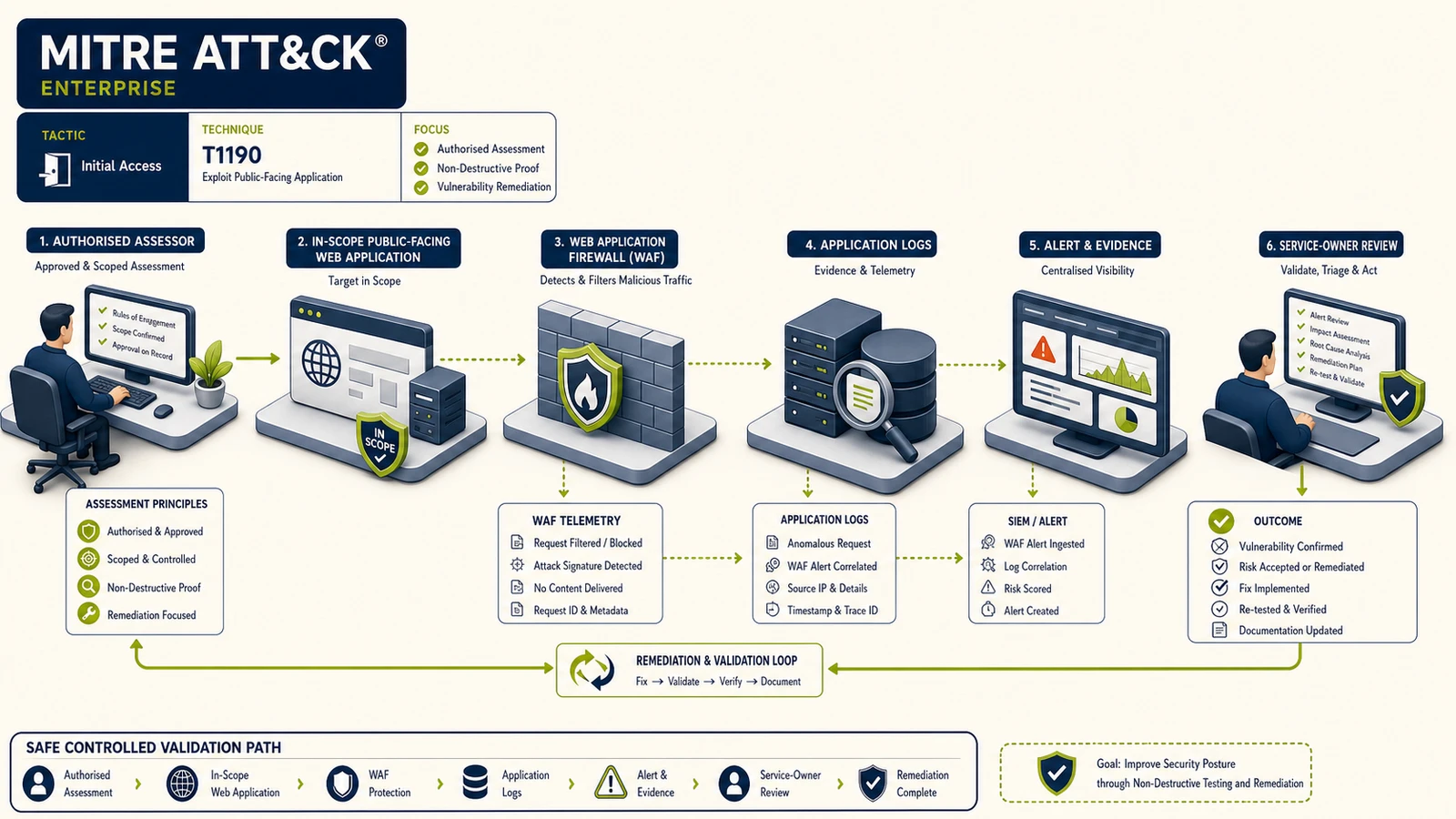 ภาพจำลองการทดสอบ Initial Access ด้วย T1190 Exploit Public-Facing Application