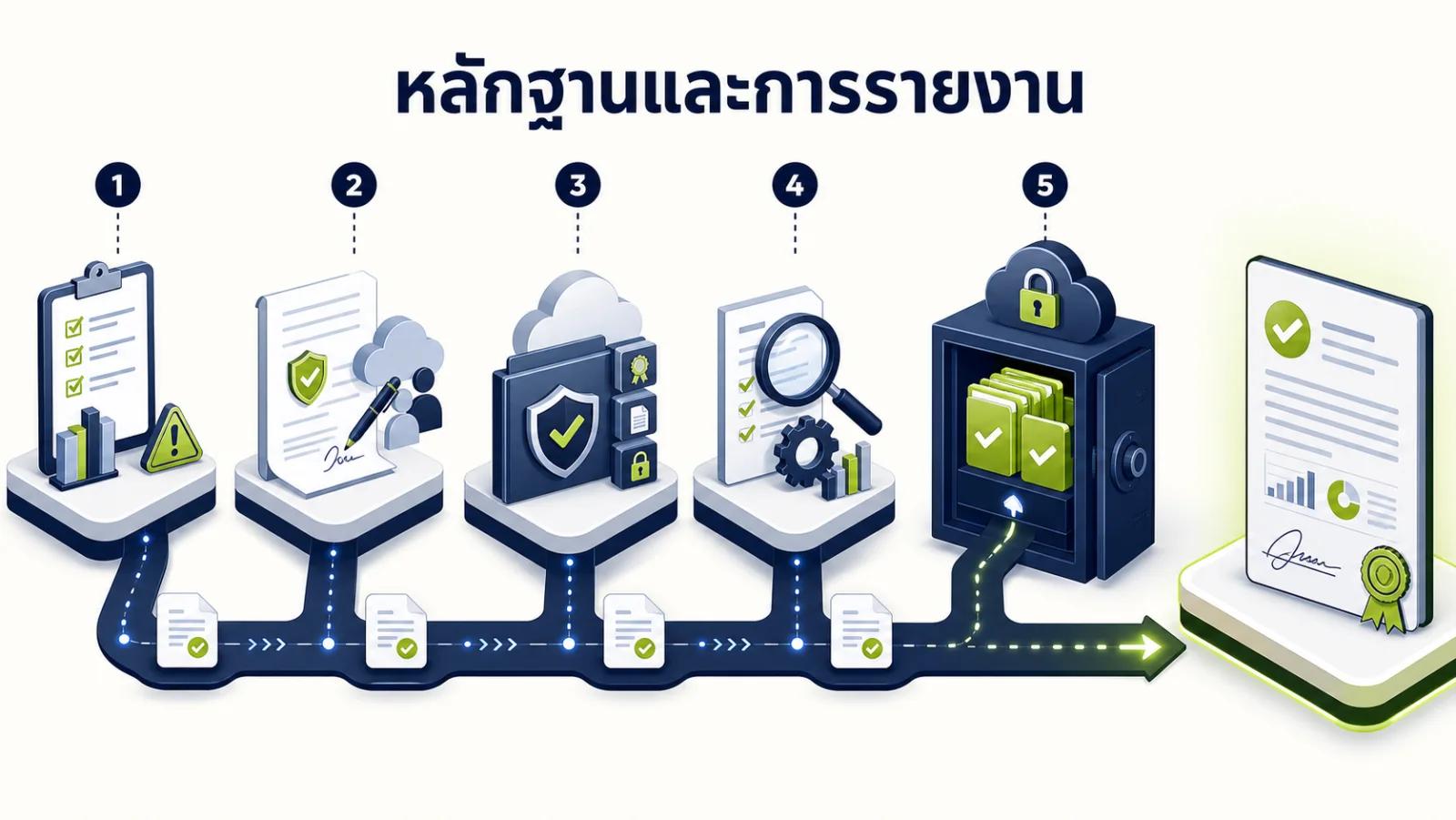ภาพอินโฟกราฟิกอธิบาย: การทำหลักฐานและการรายงาน
