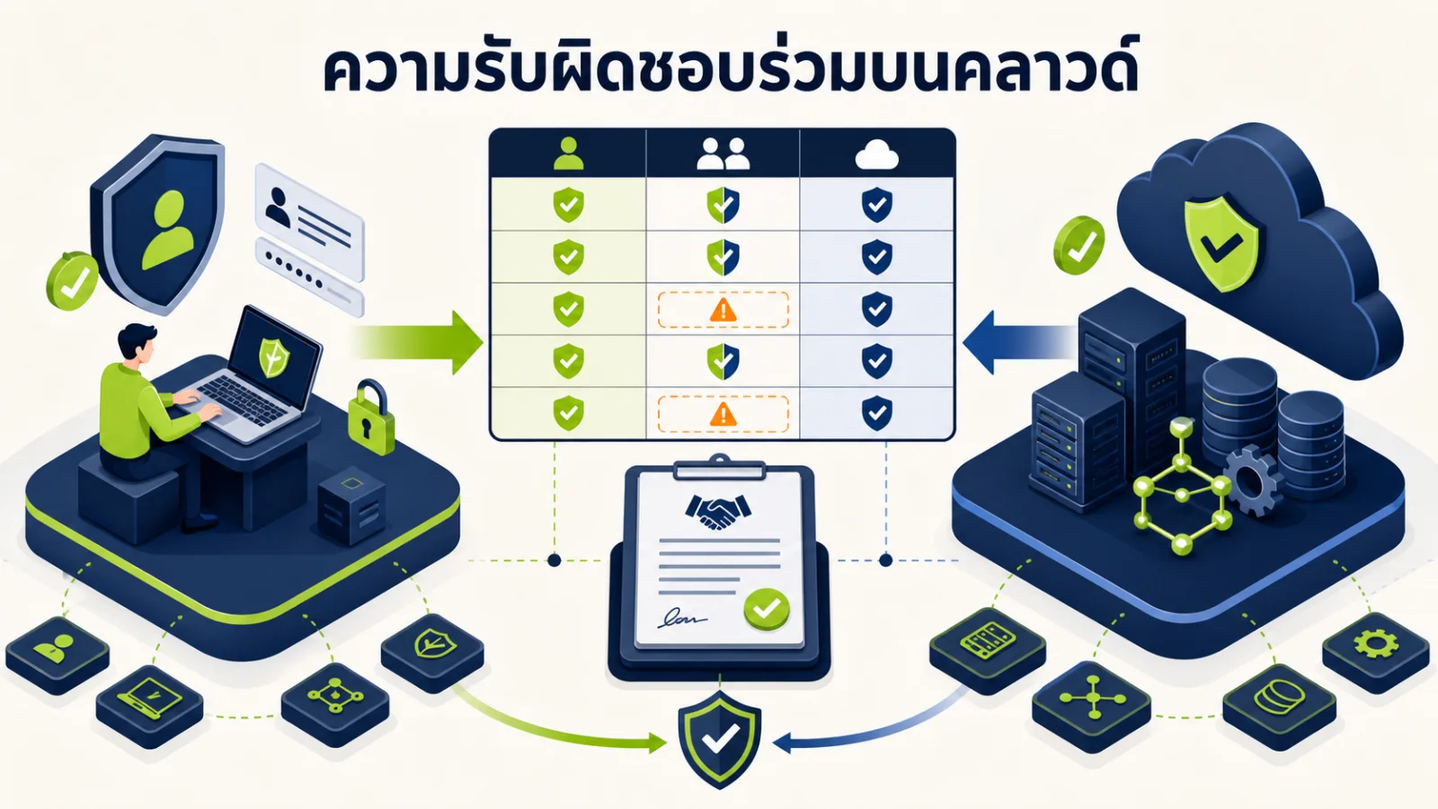 ภาพอินโฟกราฟิกอธิบาย: ความรับผิดชอบร่วมและหลักฐานจากผู้ให้บริการ