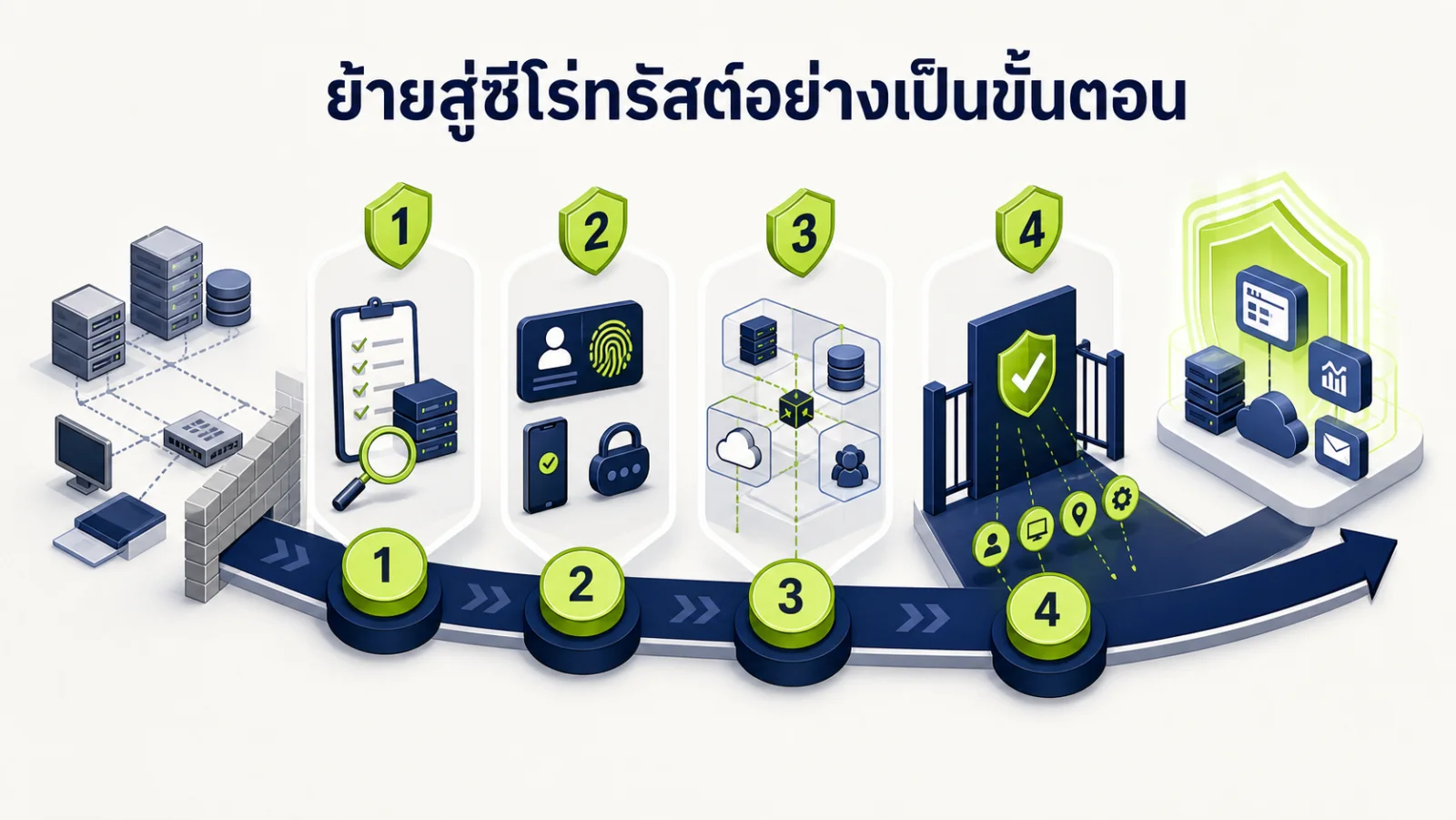 ภาพอินโฟกราฟิกอธิบาย: การเปลี่ยนผ่าน 5 ขั้นตอนตามความเสี่ยง