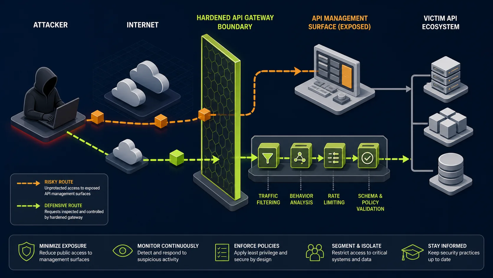 API8:2023 attack path against a victim application and its mitigating control