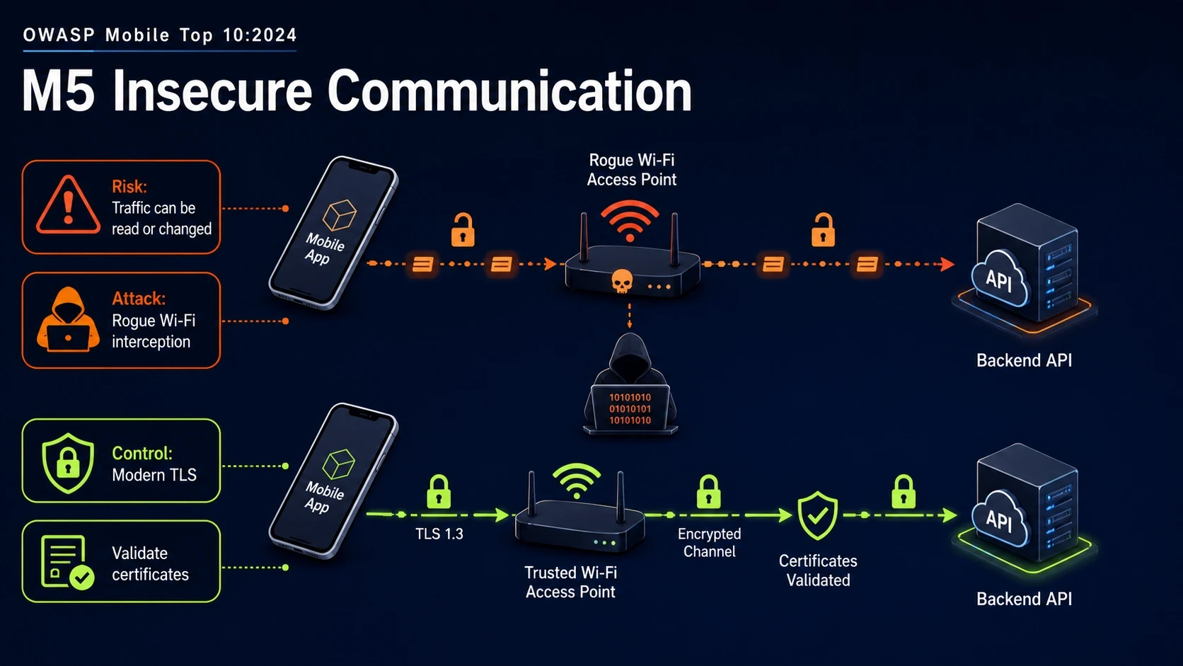 M5 attack path against a victim application and its mitigating control