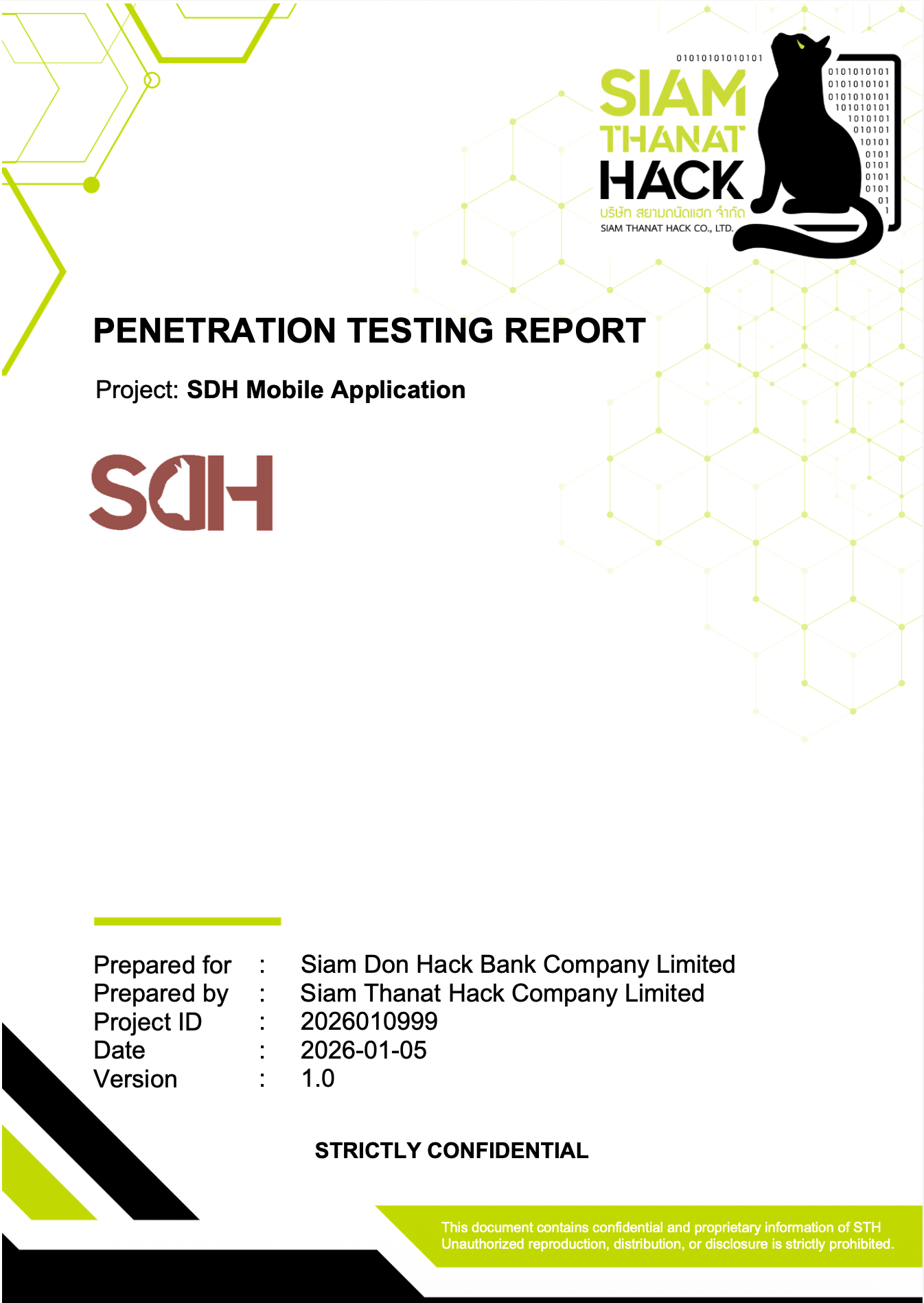 ตัวอย่างปกรายงาน Penetration Testing ของ STH